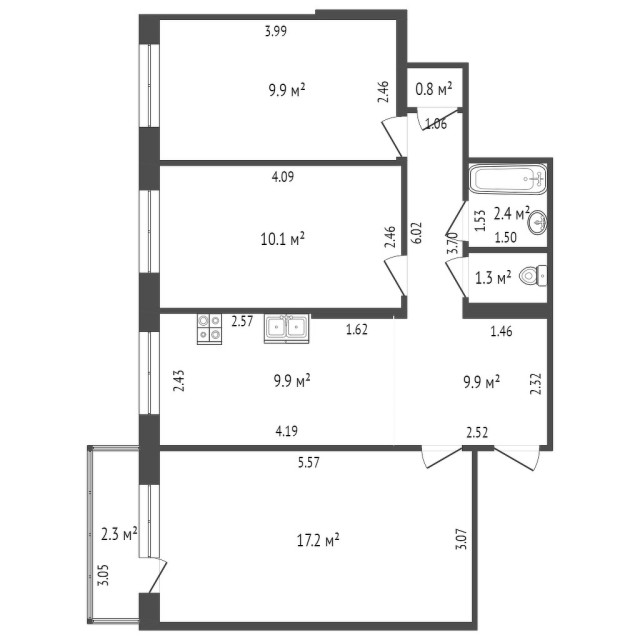 3 комн., 62 м², КПД, 31 школа 3