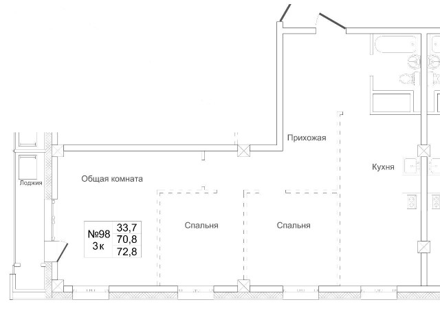3 комн., Инд. планировка, 112 квартал 4