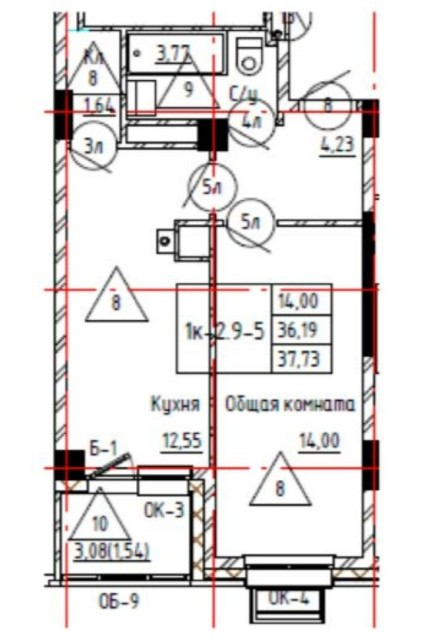 1 комн., 38 м², Инд. планировка, Крестьянский рынок, стадион "Туймаада" 2