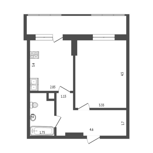 1 комн., Монолитно-каркасный, Прометей, ЖК 9