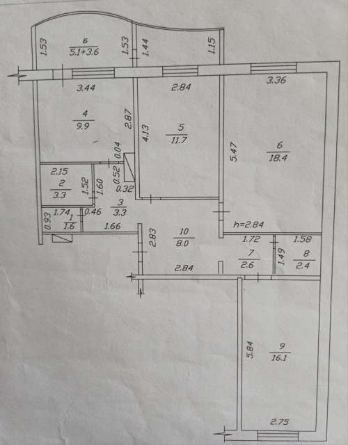 3 комн., 77 м², 112 серия, Сахацирк 17