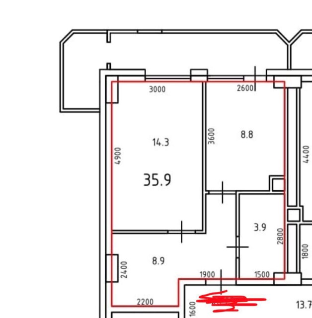 1 комн., 36 м², Инд. планировка, Прометей, ЖК 8