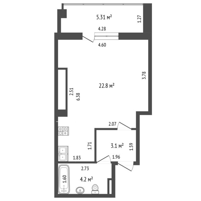 Студия, 30 м², Монолитно-каркасный, 203 мкрн. 4