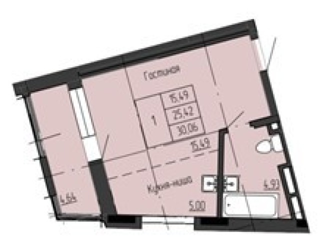 1 комн., 30 м², Монолитно-каркасный, Кинотеатр Лена 2