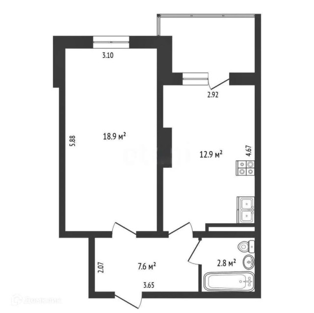 1 комн., 42 м², КПД, 202 мкрн. 11