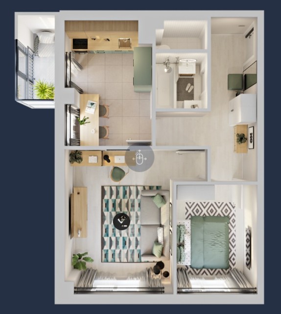 2 комн., Монолитно-каркасный, Рынок Столичный 3