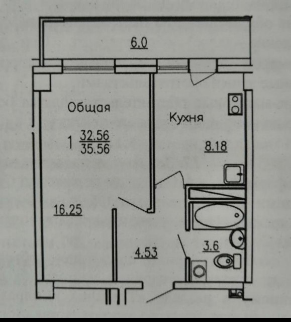 1 комн., 35 м², Монолитно-каркасный, Рынок Столичный 7