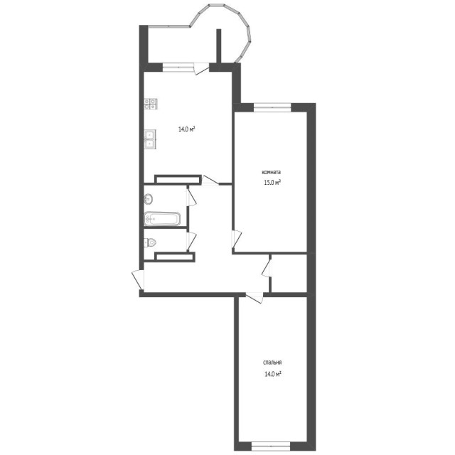 2 комн., 64 м², 112 серия, Апельсин 3