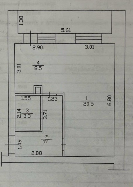 1 комн., 39 м², Инд. планировка, ДСК 12