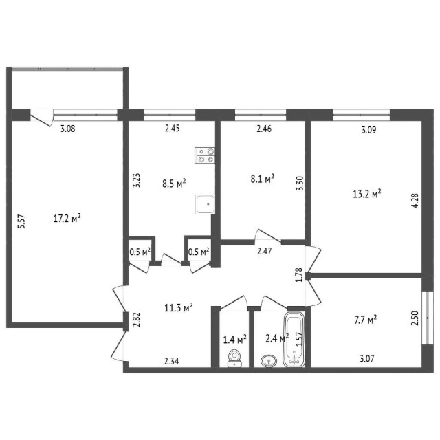 4 комн., 71 м², КПД, Апельсин 11