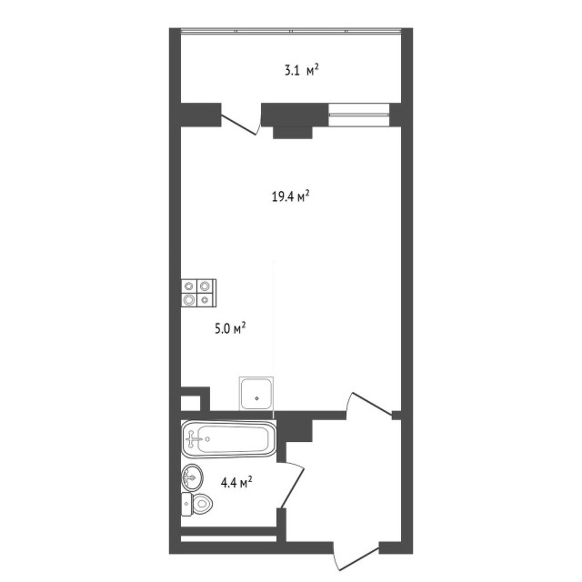 Студия, Монолитно-каркасный, Крестьянский рынок, стадион "Туймаада" 3