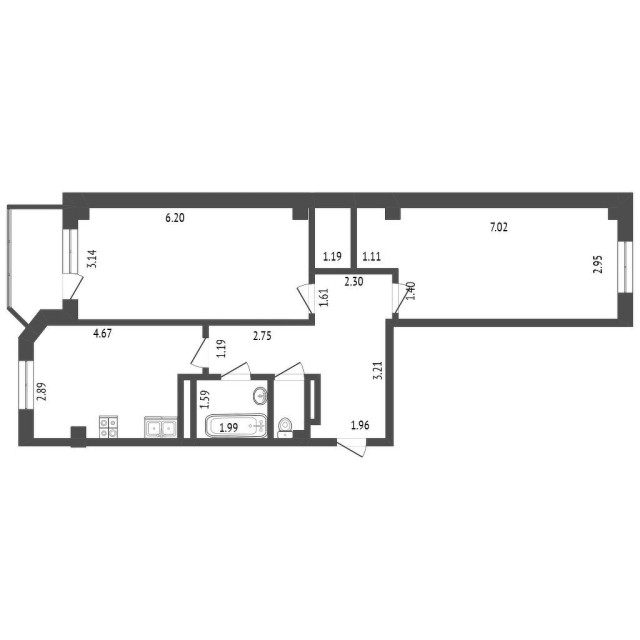 2 комн., 69 м², 112 серия, Центр - район пл. Комсомольская 3