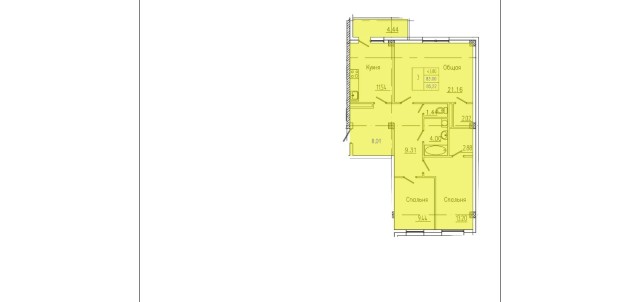 3 комн., 84 м², Монолитно-каркасный, Апельсин 2