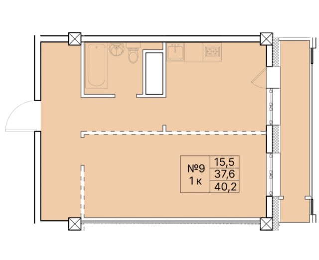 1 комн., 40 м², Монолитно-каркасный, Поселок Геологов, Борисовка-1 5