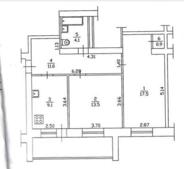 2 комн., 56 м², Инд. планировка, ГРЭС 12