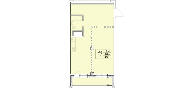 1 комн., Монолитно-каркасный 4