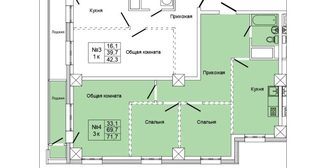 3 комн., Монолитно-каркасный 2