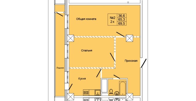2 комн., Монолитно-каркасный 6
