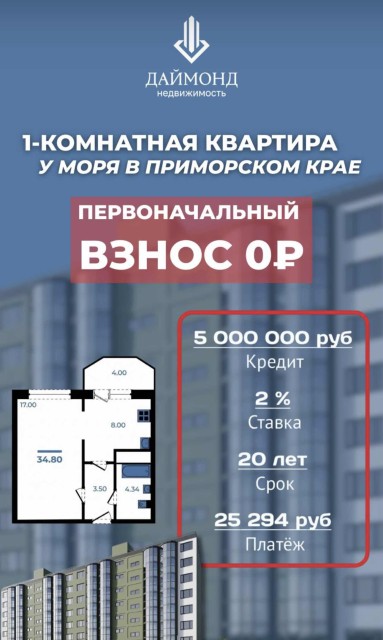 1 комн., Монолитно-каркасный