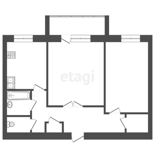 2 комн., 55 м², Инд. планировка, 26 школа 19