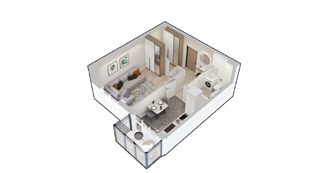 1 комн., 33 м², Монолитно-каркасный 3