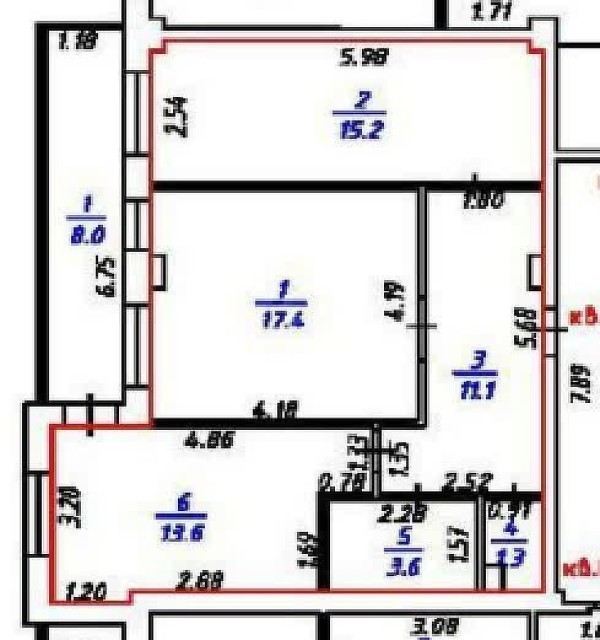 2 комн., 62 м², 112 серия, 203 мкрн. 17