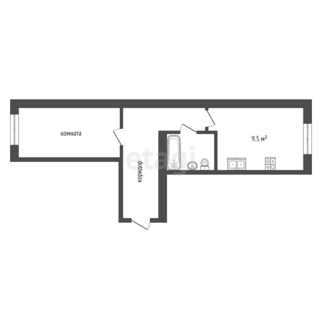 1 комн., 35 м², Инд. планировка, 16 квартал 12