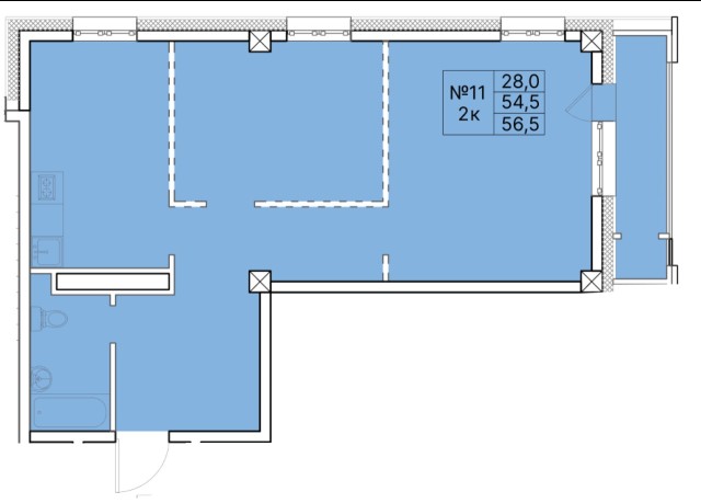 2 комн., Монолитно-каркасный
