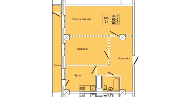 2 комн., Монолитно-каркасный 3