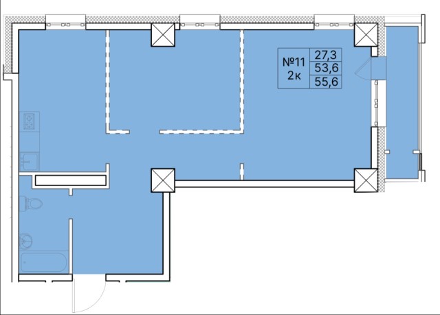 2 комн., Монолитно-каркасный