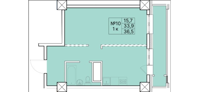 1 комн., Монолитно-каркасный 4