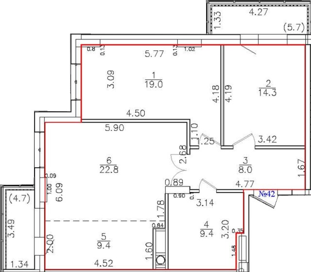 3 комн., 83 м², Монолитно-каркасный, Вилюйский тракт