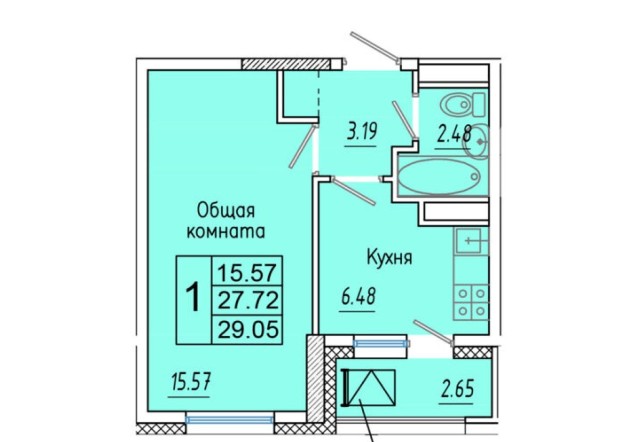 1 комн., Монолитно-каркасный 4