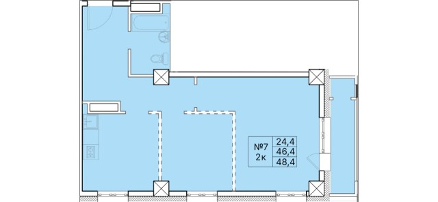 1 комн., Монолитно-каркасный 3