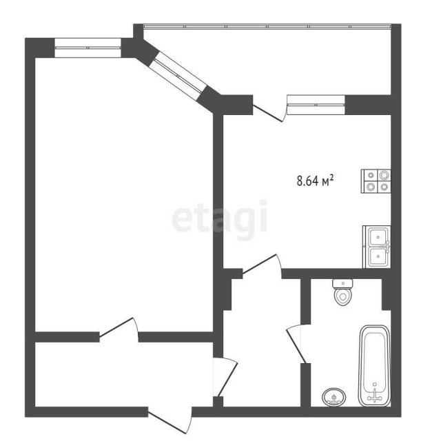 1 комн., 36 м², Монолитно-каркасный, 103 квартал (Ростелеком) 6