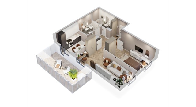 2 комн., 63 м², Монолитно-каркасный, Глазная больница 3