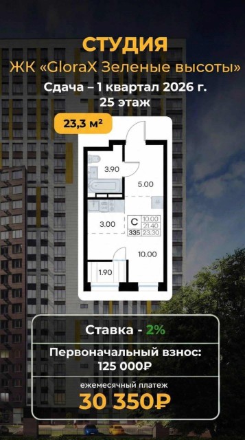 Студия, Монолитно-каркасный 7