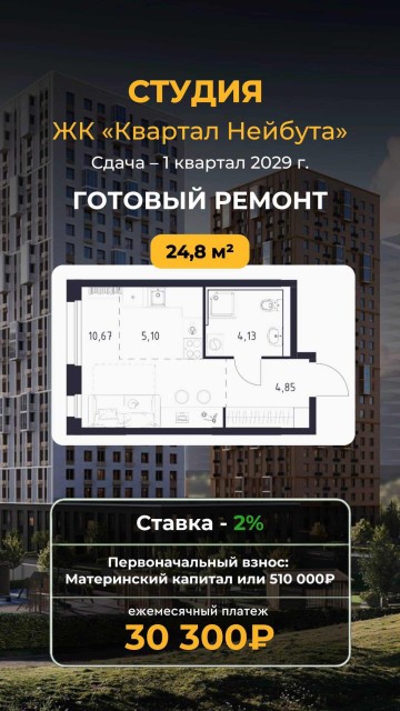 Студия, Монолитно-каркасный 4