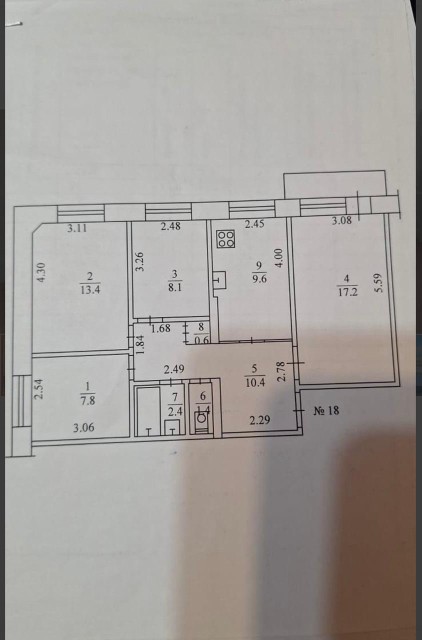 4 комн., 71 м², КПД, Крытый рынок 6