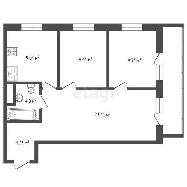 3 комн., 66 м², Инд. планировка, ГРЭС 5