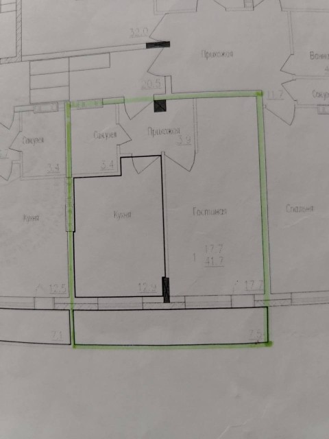 1 комн., 38 м², Монолитно-каркасный, Рынок Столичный