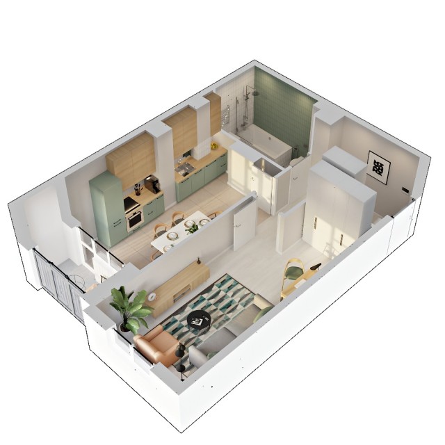 1 комн., 43 м², Монолитно-каркасный, Авторынок 2