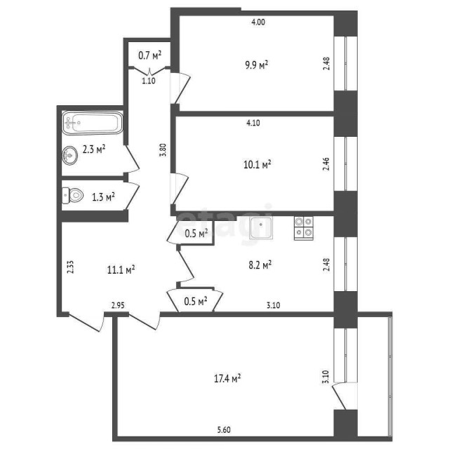 3 комн., 62 м², КПД, 31 школа 19