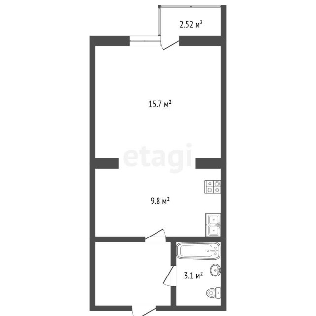 1 комн., 34 м², Инд. планировка, Поселок Геологов, Борисовка-1 7