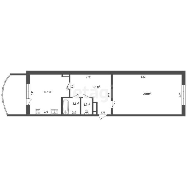 1 комн., 43 м², 112 серия, Площадь Победы