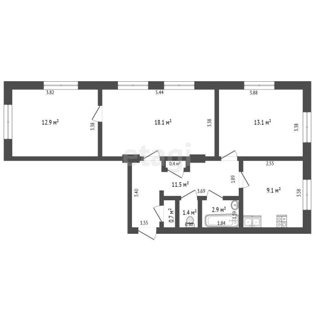 3 комн., 70 м², Сталинка, Центр - район пл. Дружбы 3