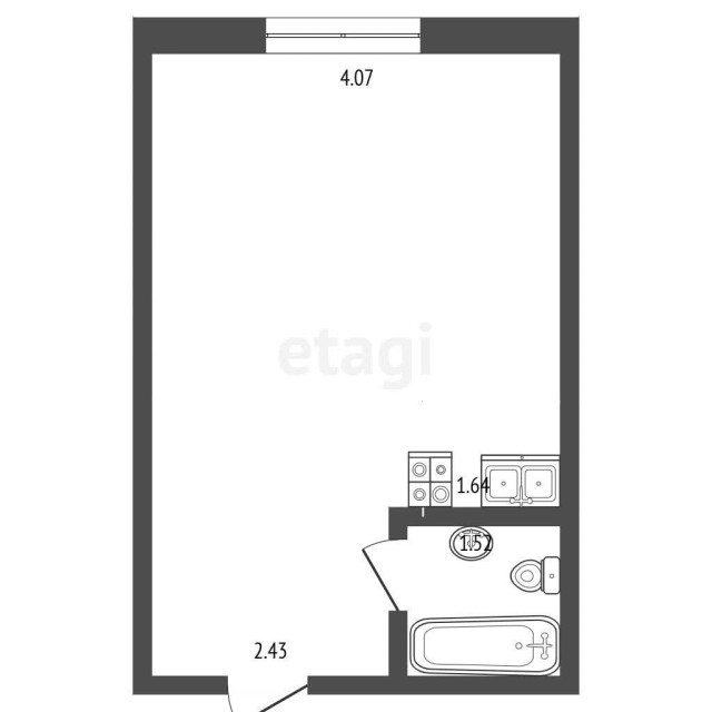 Студия, 19 м², Инд. планировка, Авиапорт 3