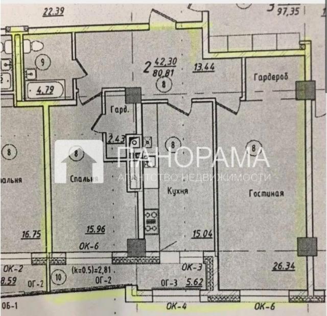 2 комн., 82 м², Монолитно-каркасный, 203 мкрн. 12