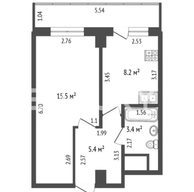 1 комн., 32 м², Монолитно-каркасный, ЯКСМК 16
