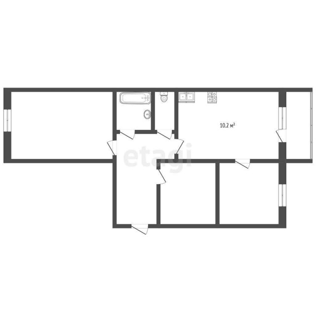 2 комн., 58 м², Монолитно-каркасный, ДСК 2